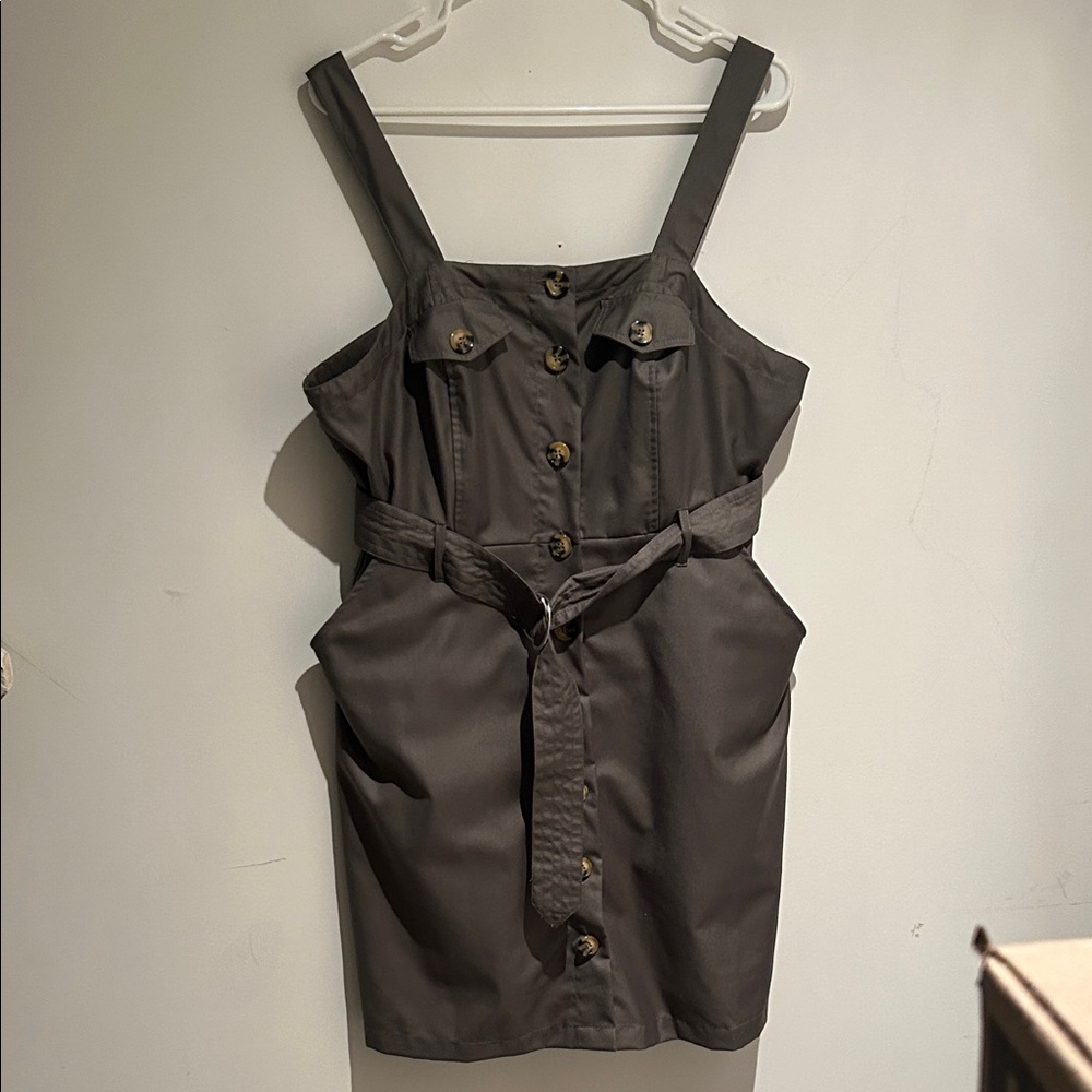 Button-Front cargo dress/overall